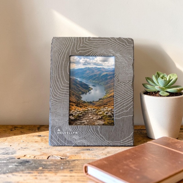 Helvellyn Contour Slate Photo Frame - Lake District Gift Mountain Decor 4x6 Picture Hiking Nature Inspired Home - image 1