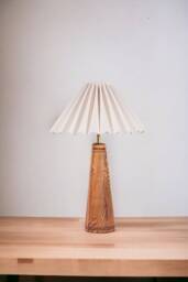 Handcrafted Pleated Wooden Lampshade Asian-Inspired Home Decor - thumbnail 1