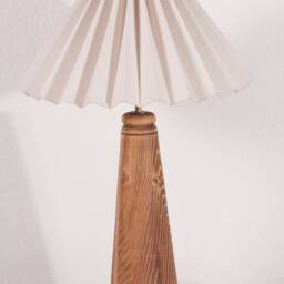 Handcrafted Pleated Wooden Lampshade Asian-Inspired Home Decor - thumbnail 2