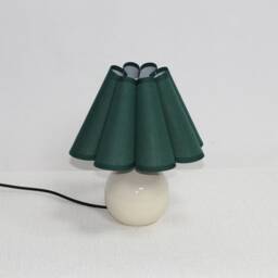 Handmade Dark Green Pleated Table Lamp Fabric Shade, Ceramic Base - thumbnail 2