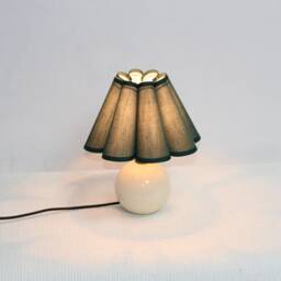 Handmade Dark Green Pleated Table Lamp Fabric Shade, Ceramic Base - thumbnail 4