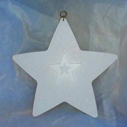 Hand Painted Wooden Star Wall Art, Textured White Spiral Design, 35cm - thumbnail 2