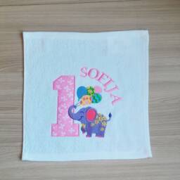 Personalized Gift Children's Embroidery With Appliqu?? On A Terry Towel. A Wonderful Birthday For Child Number & Name - thumbnail 3
