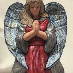 Handmade Praying Angel Dry Brushed Ceramic Art By Marie Weaver - thumbnail 2