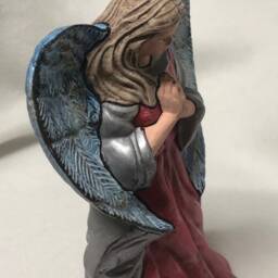 Handmade Praying Angel Dry Brushed Ceramic Art By Marie Weaver - thumbnail 3