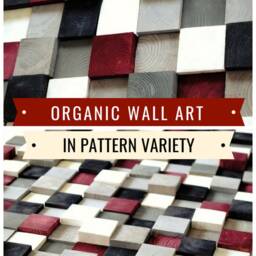 Modern Wood Wall Art, 100% Hand Painted Pine Squares, Simple Wooden Art, Rustic Hanging, Shades Of Gray, White, Black, Burgundy - thumbnail 4
