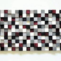 Modern Wood Wall Art, 100% Hand Painted Pine Squares, Simple Wooden Art, Rustic Hanging, Shades Of Gray, White, Black, Burgundy - thumbnail 3