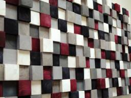 Modern Wood Wall Art, 100% Hand Painted Pine Squares, Simple Wooden Art, Rustic Hanging, Shades Of Gray, White, Black, Burgundy