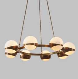 Handmade Brass Eight Globe Sputnik Chandelier, Mid-Century Modern Home Decor - thumbnail 1
