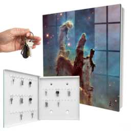 Cosmic Vision Wall Mounted Key Cabinet, Blue Box For Wall, Surrealistic Cosmos, Space Lovers - thumbnail 2