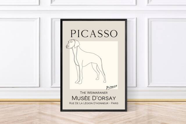 Picasso Style Weimaraner Print, Lovers, Dog Prints, Exhibition Wall Art, Framed Prints - image 1