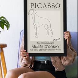 Picasso Style Weimaraner Print, Lovers, Dog Prints, Exhibition Wall Art, Framed Prints - thumbnail 3