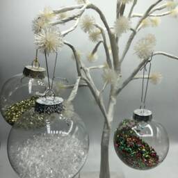 Personalised Glitter Bauble, Name & Date Tree Decor, Christmas Gift, First - thumbnail 4