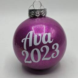 Personalised Glitter Bauble, Name & Date Tree Decor, Christmas Gift, First - thumbnail 2