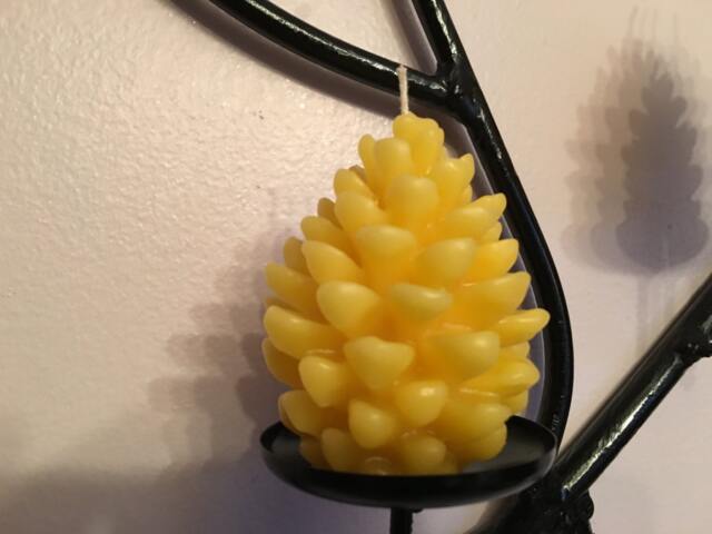 Yellow Beeswax Pinecone Candle, Natural Honey Scent - 3x2 Inches - image 1