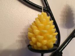 Yellow Beeswax Pinecone Candle, Natural Honey Scent - 3x2 Inches - thumbnail 1