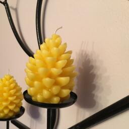 Yellow Beeswax Pinecone Candle, Natural Honey Scent - 3x2 Inches - thumbnail 3
