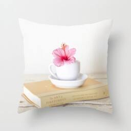 Flower Pillow Tea Cup Hibiscus - 16x16 18x18 20x20 Cover - thumbnail 1