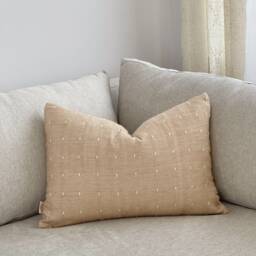 Lumbar Pillow Cover Tan Color Dots Design - thumbnail 4