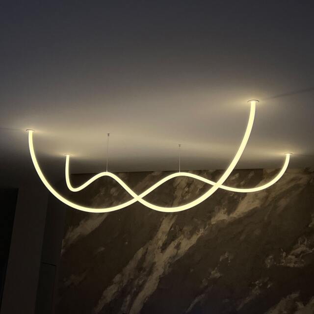 Chandelier Lighting Dining Room Modern Neon Light, Pendant Light Living Room, Ceiling Hanging Lamp, Led Chandelier, Linear - image 1