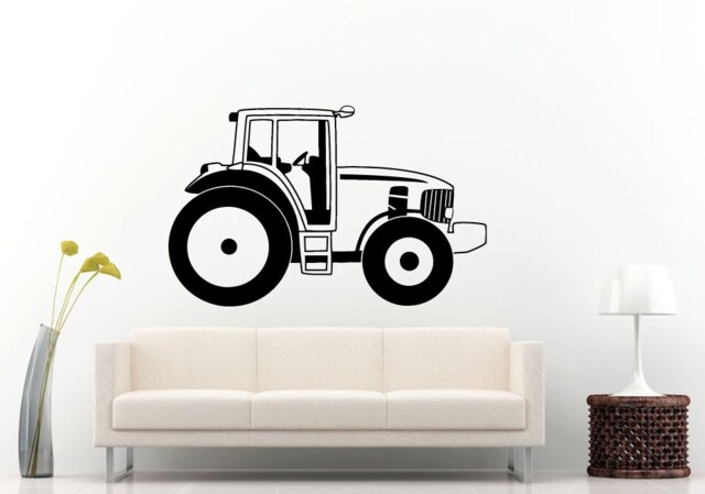 Tractor Trailer Big Tires Farmer Vehicle Work Boys Room Kids Children Toddler Wall Decal Vinyl Sticker Mural Decor L1099 - image 1
