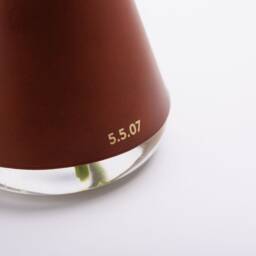 Lab Series Leather Wrapped Vases, Conical, Glass Vase With Leather, Modern Minimal Centerpiece, Personalized, Usa, Chestnut - thumbnail 3