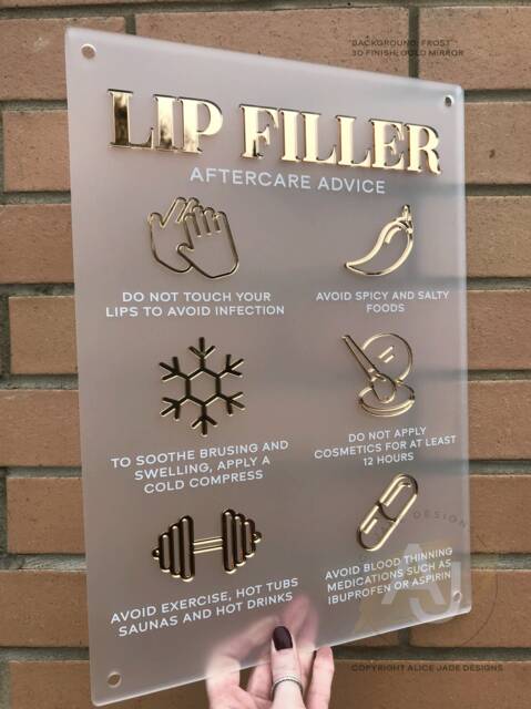 Lip Filler Aftercare Acrylic Sign - Clinic Decor, Business - image 1