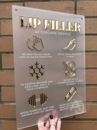 Lip Filler Aftercare Acrylic Sign - Clinic Decor, Business - thumbnail 1