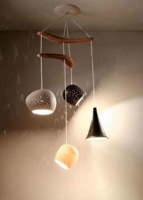 Claylight Boomerang Miro - Modern Hanging Lamp Four Light Pendant Sculptural Ceramic Lighting - image 1