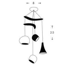 Claylight Boomerang Miro - Modern Hanging Lamp Four Light Pendant Sculptural Ceramic Lighting - thumbnail 4