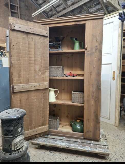 Rustic Linen Cupboard Kitchen Pantry, Larder, Hallway Storage Cabinet - image 1