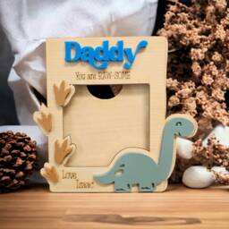 Daddy/Dad Magnetic Photo Frame, Personalised Dinosaur Theme, Father's Day Gift, Gift For Grandad - thumbnail 3