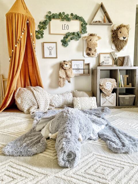 Large Gray Elephant Rug in Faux Fur For Safari Nursery - image 1