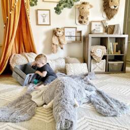 Large Gray Elephant Rug in Faux Fur For Safari Nursery - thumbnail 4
