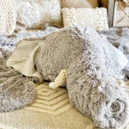 Large Gray Elephant Rug in Faux Fur For Safari Nursery - thumbnail 2