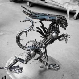 Recycled Metal Standing Queen Monster - Medium Item - Steampunk Cyberpunk Dieselpunk Biomechanic Xenomorph - thumbnail 4