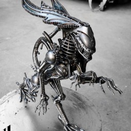 Recycled Metal Standing Queen Monster - Medium Item - Steampunk Cyberpunk Dieselpunk Biomechanic Xenomorph - thumbnail 2