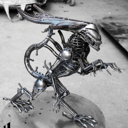 Recycled Metal Standing Queen Monster - Medium Item - Steampunk Cyberpunk Dieselpunk Biomechanic Xenomorph - thumbnail 3