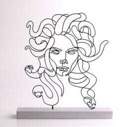 Handmade Medusa Wire Sculpture Greek Bust Shelf Decor - thumbnail 2