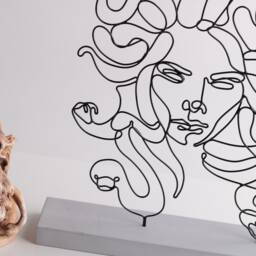 Handmade Medusa Wire Sculpture Greek Bust Shelf Decor - thumbnail 4