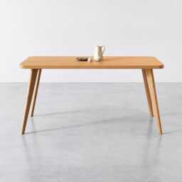 Modern Oak Dining Table, Solid Kitchen Scandinavian Tapered Legs