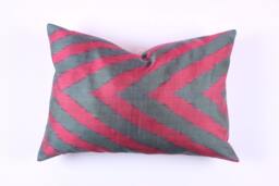 Ikat Silk Velvet Pillow 16x24 - Handmade Boho Cushion Cover Turkish Home Decor Accent