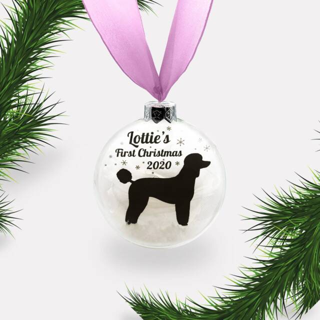 Toy Miniature Poodle Dog Personalised Ornament - Custom Glass Christmas Bauble - image 1