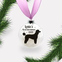 Toy Miniature Poodle Dog Personalised Ornament - Custom Glass Christmas Bauble