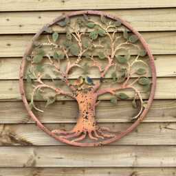 Love Birds Large Rusty Metal Wall Plaque - Home & Garden Art Hand Finished - thumbnail 2