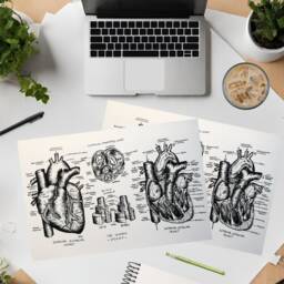 Anatomical Heart Wall Art, Nursing Student, Gift For Doctor, Nurse, Anatomy Study Guide, Graduation Gift, Cardiac Diagram, Illustration Art - thumbnail 3