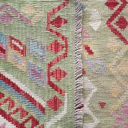 Handmade Afghan Kilim Rug, Geometric Tribal Design, Multicolour Artisan Persian Turkish Flatweave, Natural Wool, 150x103 cm - thumbnail 3