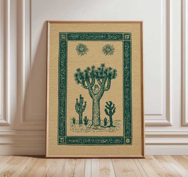 Cactus Art Print, Vintage Botanical Poster, Southwestern Wall Art, Desert Nature Illustration, Rustic Boho Home Decor - image 1