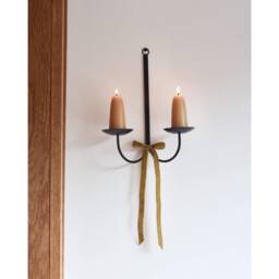 Double Wall Candle Sconce, Taper Holder, Black Metal Sconce - thumbnail 3