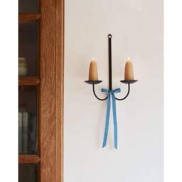 Double Wall Candle Sconce, Taper Holder, Black Metal Sconce - thumbnail 2
